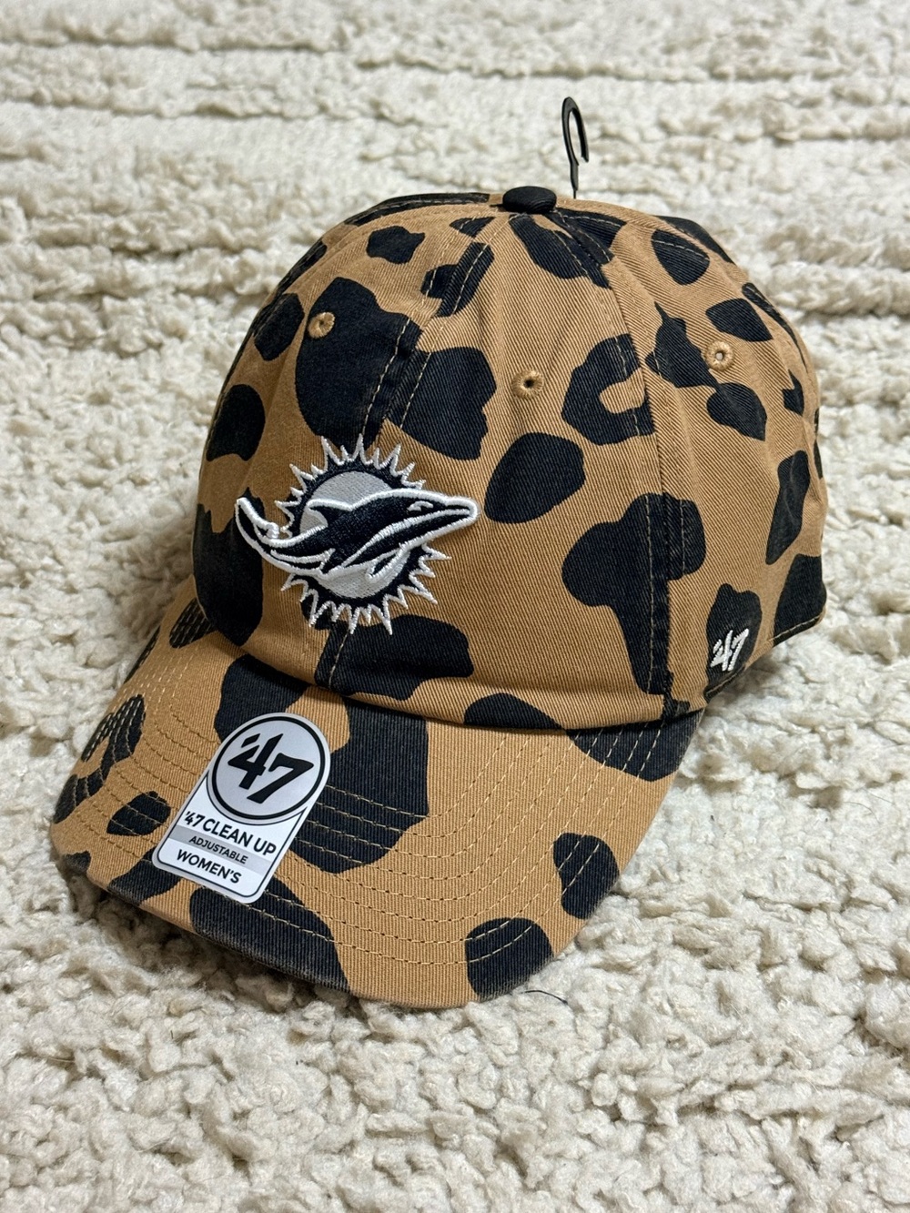 ’47 Brand Miami Dolphins Women's leopard print Clean Up Adjustable Hat